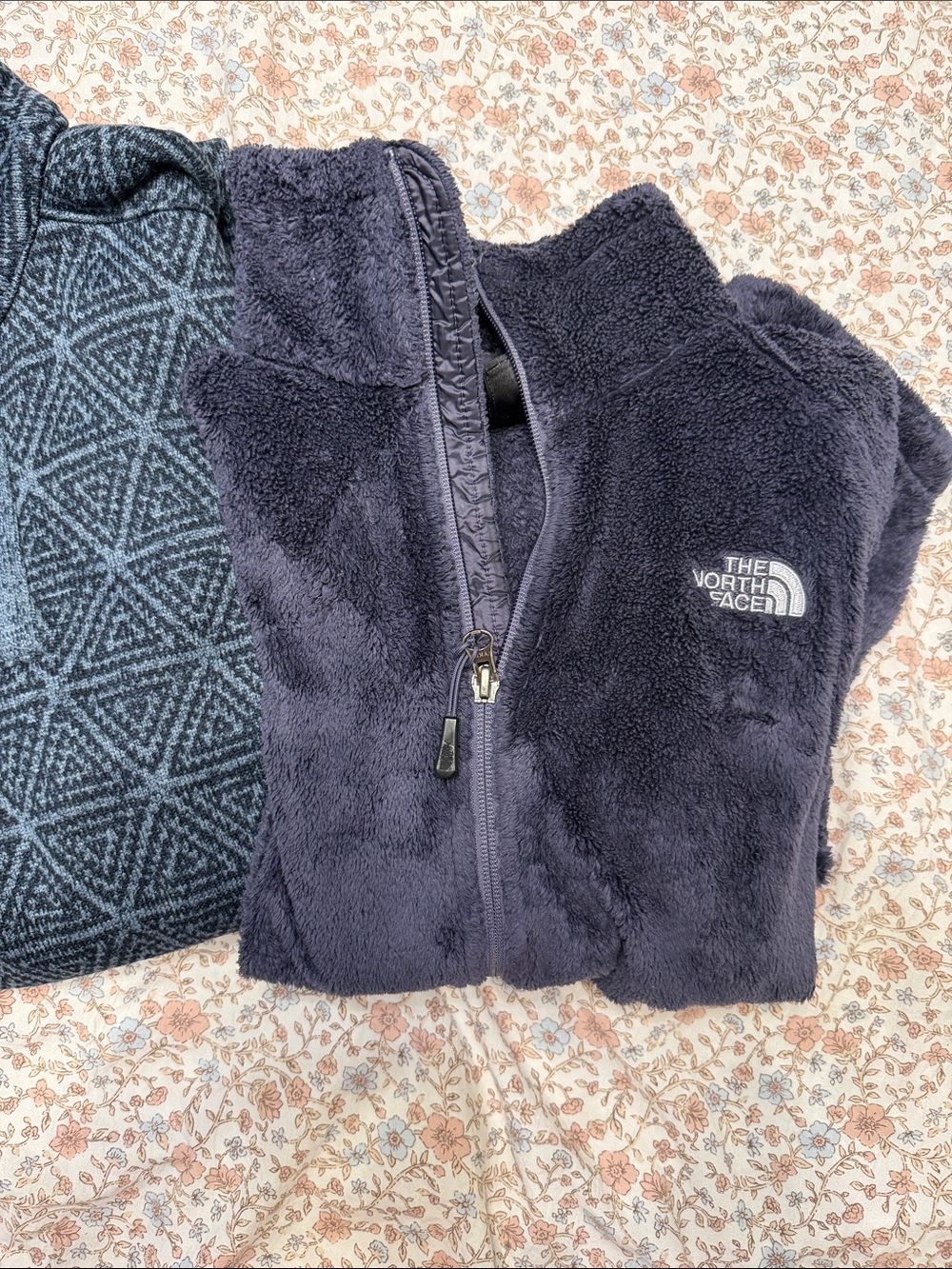 The North Face Women's Charcoal Blue Plush Full-Zip Teddy Jacket